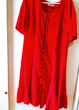 Червона сукня сорочка плаття волан жатка на ґудзиках від бренду vilonna3 фото
