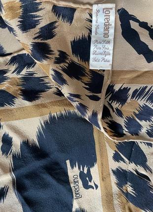 Винтажный итальянский шелковый платок с леопардом1 фото