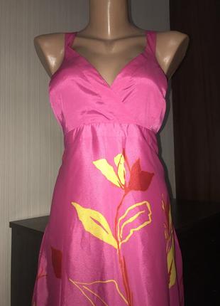 Шикароное платье сарафан макси в пол розовое цветочный принт3 фото