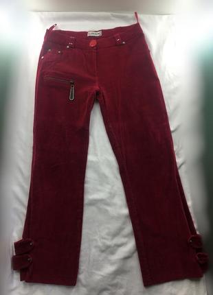 Lilium брюки вельветовые красные кюлоты капри хлопок велюр2 фото