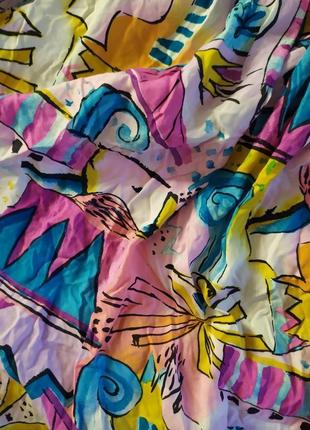 Под винтаж винтажная юбка резинка абстрактный принт лиловая леденцовая вискоза вискозная3 фото