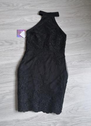 Шикарное чёрное платье с дорогой вышивкой кружевом9 фото