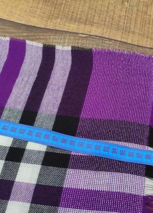Платок шарф шаль палантин накидка фиолетовый сиреневый клетка4 фото