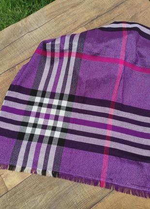 Платок шарф шаль палантин накидка фиолетовый сиреневый клетка2 фото