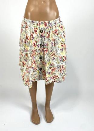 Спідниця міді, легка, indigo, з квітами