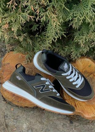 Кроссовки мужские new balance olive замша-сетка