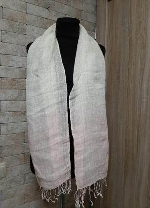 Льняной шарф с эффектом амбре