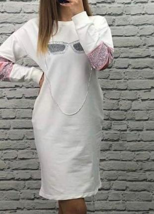 Невероятно стильное белоснежное платье,в камнях, люкс качество, размер с.