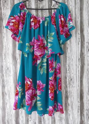 Летнее платье с открытыми плечами сарафан размер 46-48 papaya