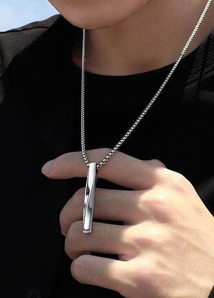 Чоловіча металева срібна підвіска, ланцюжок на шию, кулон з нержавіючої сталі5 фото