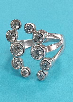 Розімкнене кільце з срібла з фіанітами, вага 3.59 - арт 970197369