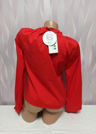Шикарная красная блуза / рубашка, хлопок р. 36/s , от na-kd3 фото