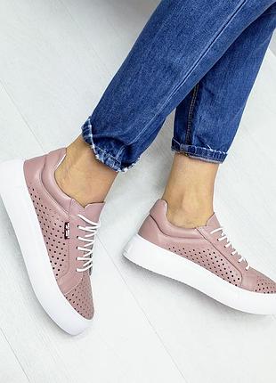 Кеды натуральная кожа перфорация р36-41 кроссовки мокасины кеди шкіряні кросівки мокасини