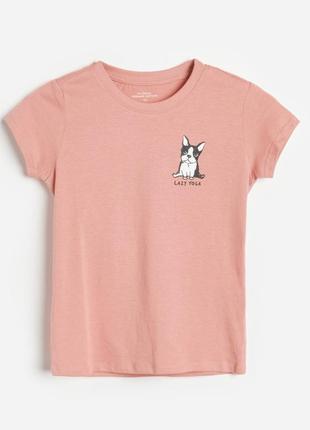 Розовая футболка на девочку принт собака