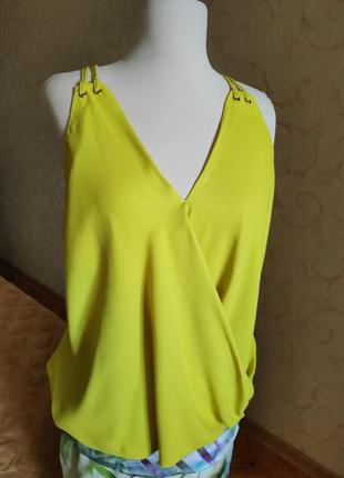Майка блузка з запахом жовта