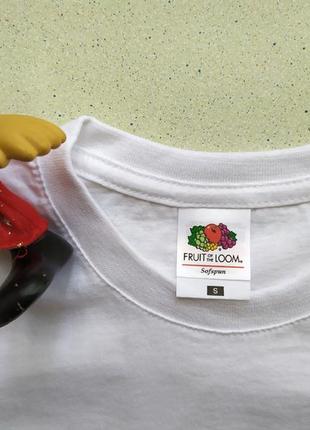Мужская белая футболка базовая классическая однотонная хлопковая fruit of the loom sofspun3 фото