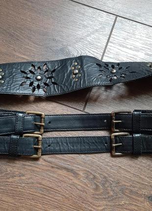 Пояс кожаный черный oasis l