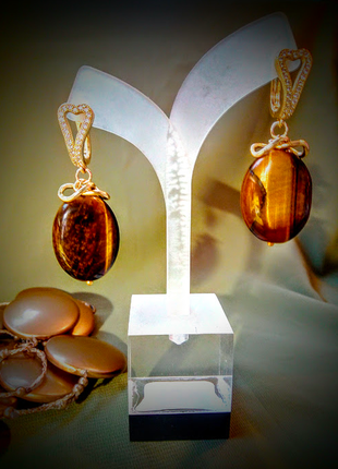 Дизайнерські сережки натуральні камені стильні подарунок свято 8марта новий рік
