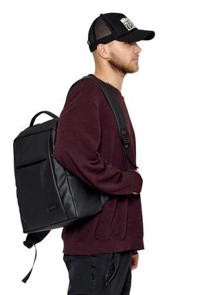 Чоловічий чорний діловий рюкзак з відділенням для ноутбука, мега стильний5 фото