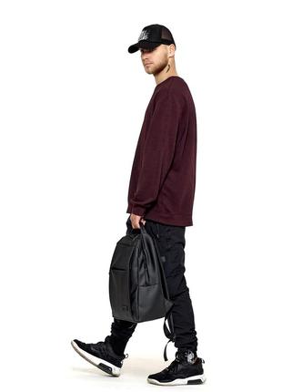 Чоловічий чорний діловий рюкзак з відділенням для ноутбука, мега стильний8 фото