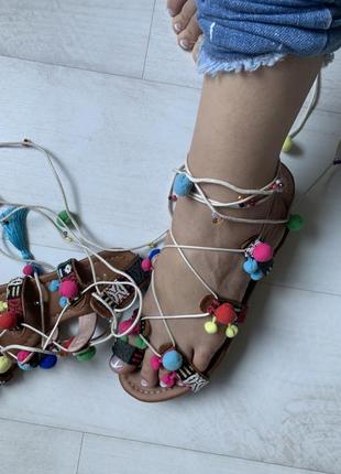 Летние босоножки сандали на завязках4 фото