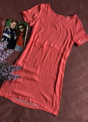 Коралловое легкое платье vila
