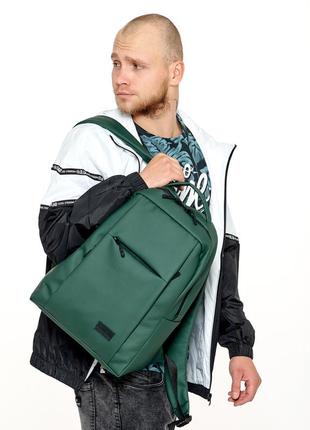 Мега вместительный/стильный зеленый  рюкзак с отделением для ноутбука для мужчин5 фото