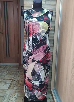 Розпродаж‼️подовжене стрейчевое сукня m&s,абстракція 16,50-52размер.6 фото