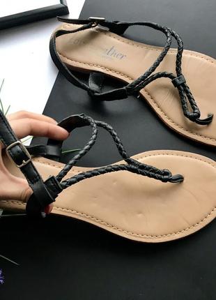 🥿суперские кожаные сандали-косичка/чёрные летние сандали-вьетнамки🥿3 фото