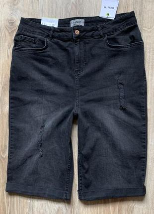 Мужские джинсовые шорты бриджи с потертостями new look1 фото