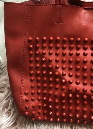 Ярко-красная сумка из экокожи5 фото