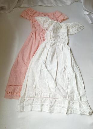 Хлопковое летнее платье прошва выбитый  рисунок  ситцевая подклада открытые плечи1 фото