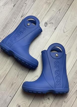 Дитячі чоботи crocs гумові унісекс спожки літо осінь крокси сині1 фото