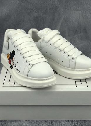 Alexander mcqueen white mickey mouse белые кроссовки микки маус білі кросівки міккі маус дісней7 фото