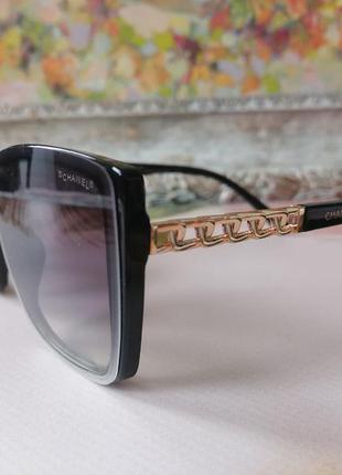 Элегантные брендовые чёрные солнцезащитные женские очки очень красивые3 фото