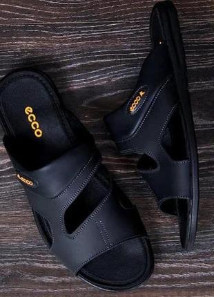 Мужские кожаные шлепанцы-сланцы e-series