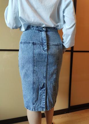 Синяя юбка джинсовая миди варенка от oezkan турция8 фото