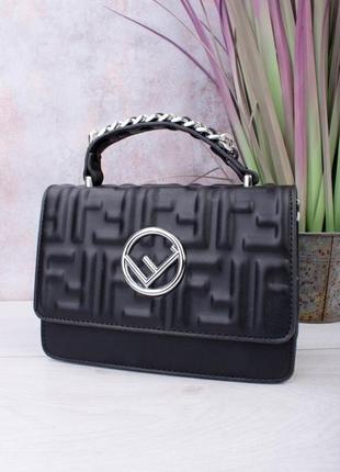 Стильная черная сумка сумочка клатч на длинной ручке с цепочкой