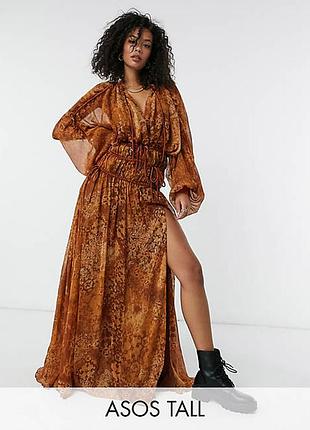 Роскошное платье люкс коллекции asos luxe, шифон, разрез, шнуровка!
