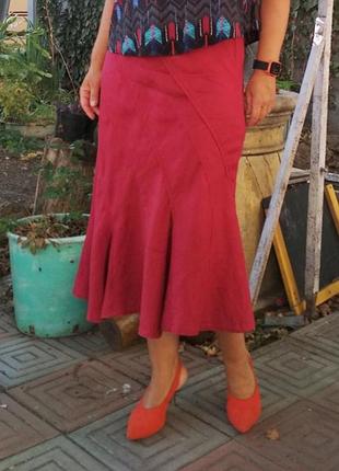 Льняная юбка миди бельевой крой marks&spenser per una