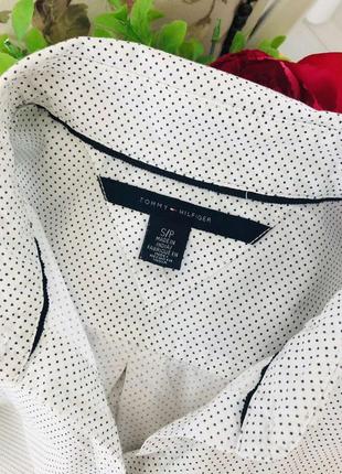 Tommy hilfiger бавовняна біла сорочка в горошок9 фото