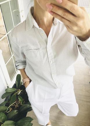 Tommy hilfiger бавовняна біла сорочка в горошок2 фото
