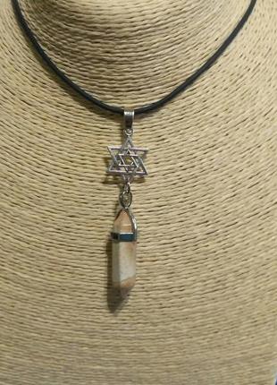 Кулон кристалл(яшма)+звезда давида.