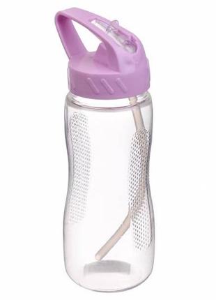 Спортивна пляшка 700 мл 22.5 см (фітнес-пляшка) пластикова з трубочкою1 фото