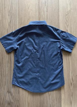 Рубашка @don.bacon с коротким рукавом синяя в белый горошек6 фото