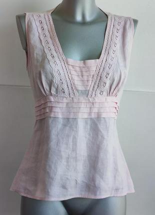 Лляна річна блуза-топ marks&spencer рожевого кольору