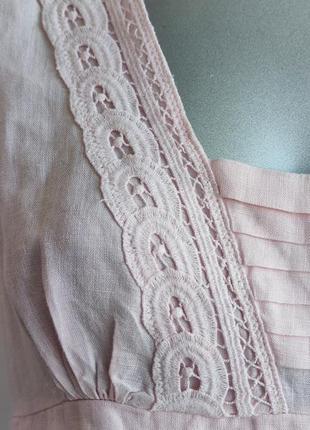 Льняная летняя  блуза-топ marks&spencer розового цвета2 фото