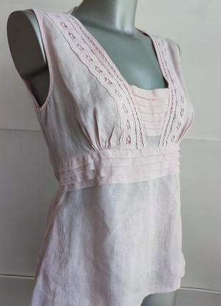 Льняная летняя  блуза-топ marks&spencer розового цвета4 фото