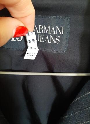 Пиджак armani jeans темно синий в серую полоску7 фото