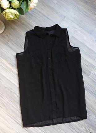 Нежная черная блуза без рукавов блузка блузочка майка3 фото